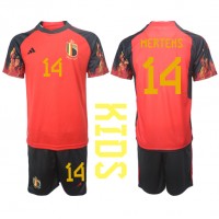 Belgien Dries Mertens #14 Hjemmebanesæt Børn VM 2022 Kortærmet (+ Korte bukser)